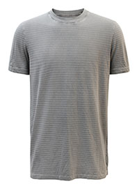 MoP Mens GREY Organic Cotton Textured Stripe T-Shirt - Size S to XXL