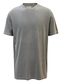 MoP Mens MID-GREY Organic Cotton Textured Stripe T-Shirt - Size XL to 3XL