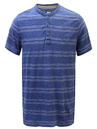 FF Mens INDIGO Texture Henley T-Shirt - Size M to XL