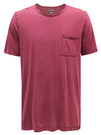 MoP Mens BURGUNDY Organic Cotton Short Sleeve Pocket T-Shirt - Size L to 3XL