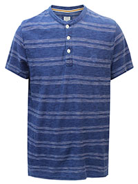 FF Mens INDIGO Texture Henley T-Shirt - Size M to XL