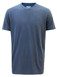 MoP Mens NAVY Pure Cotton Textured Stripe T-Shirt - Size L to XXL