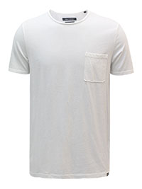 MoP Mens IVORY Organic Cotton Raw Trim Pocket Detail T-Shirt - Size M to 3XL