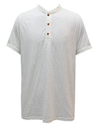 WS Mens IVORY Pure Cotton Penland Henley Short Sleeve T-Shirt - Size M to XXL