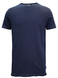MoP NAVY Mens Pure Cotton Raw Trim T-Shirt - Size S to L