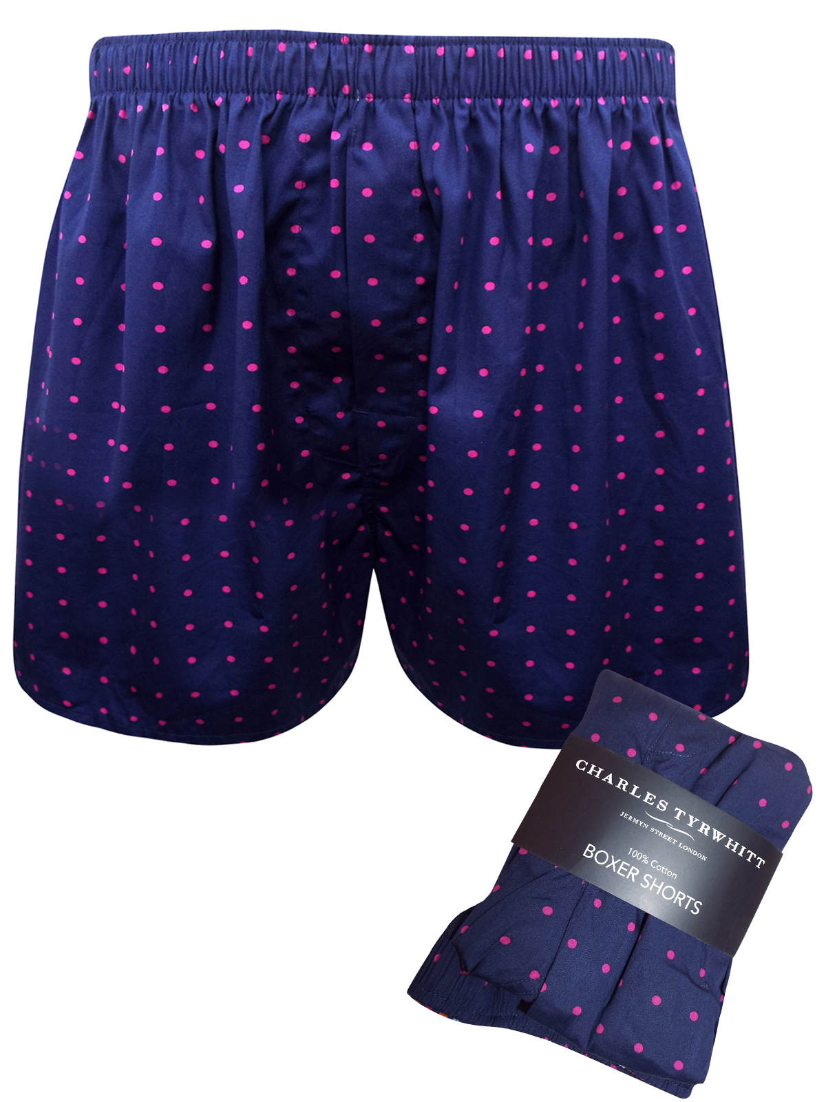 Charles Tyrwhitt Charles Tyrwh1tt Navy Pure Cotton Woven Spotted