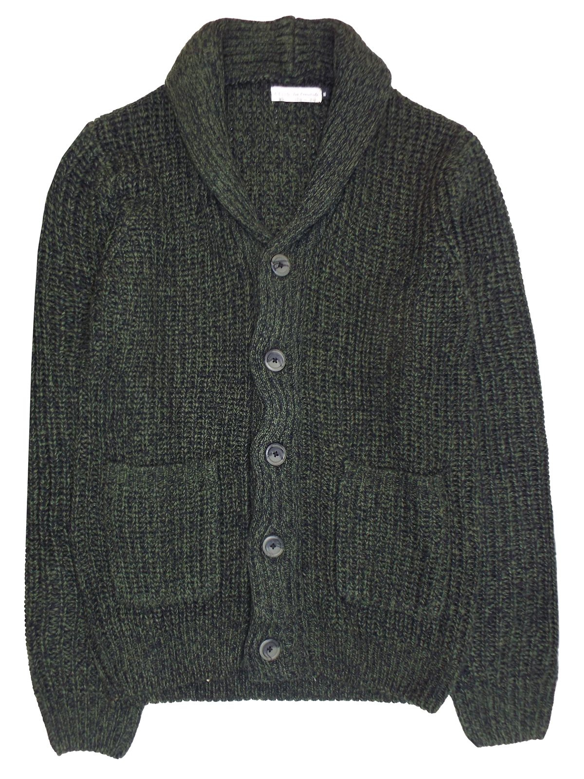 Celio - - Celio DARK-GREEN Shawl Collar Button Through Cardigan - Size ...