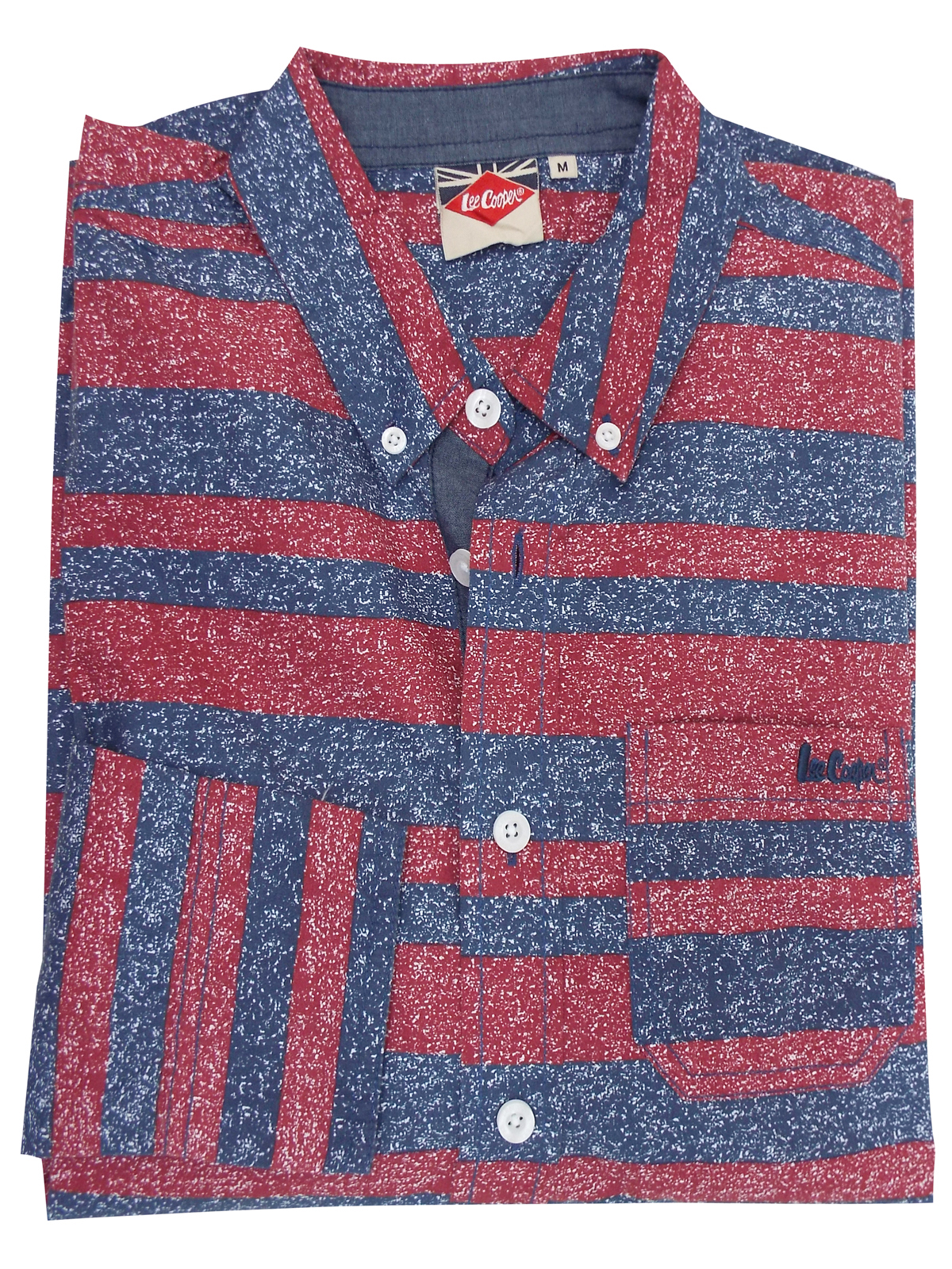 Lee Cooper - - Lee Cooper RED Pure Cotton Striped Shirt with Pocket ...