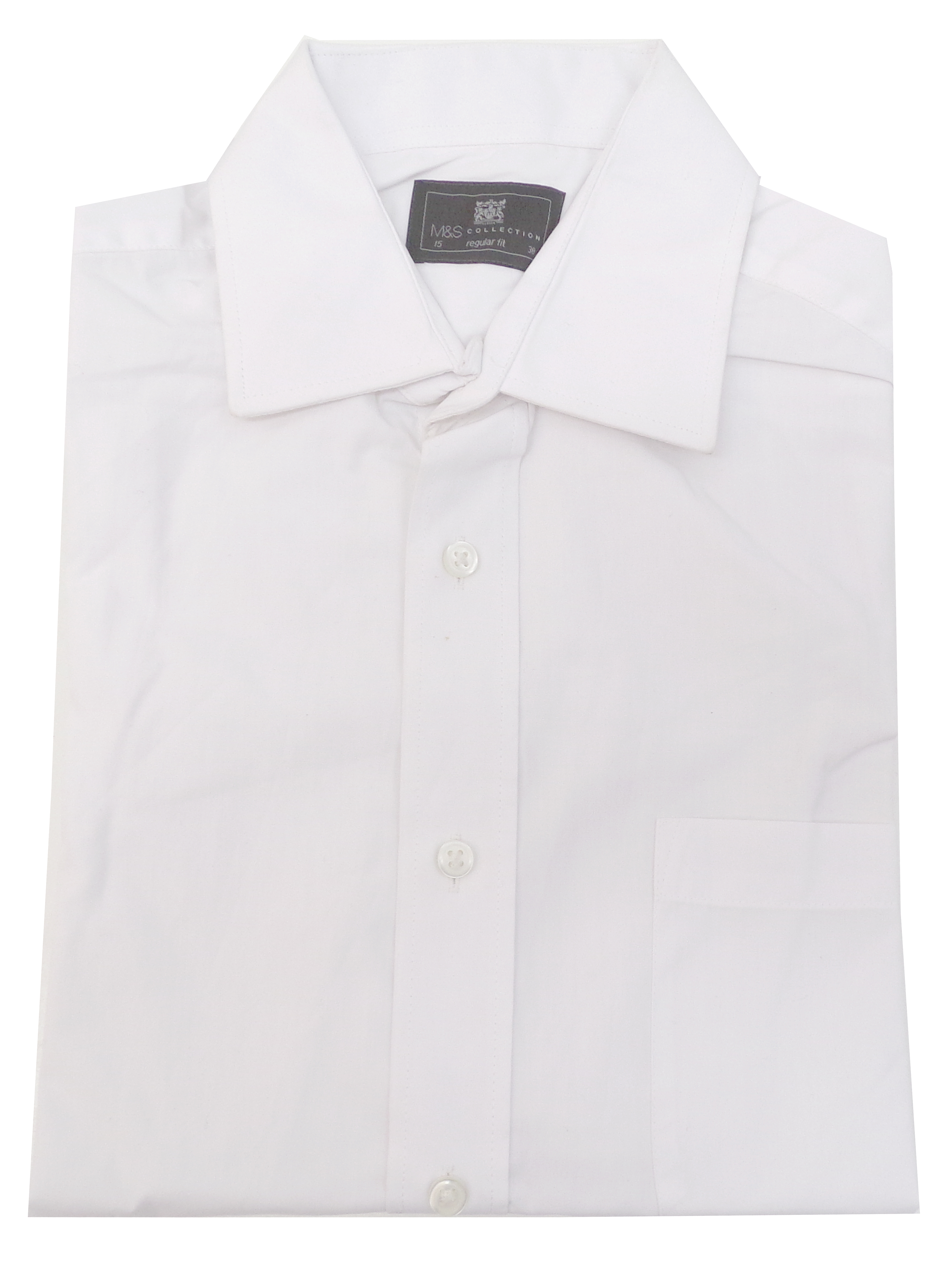 Marks and Spencer - - M&5 WHITE Pure Cotton Regular Fit Long Sleeve ...