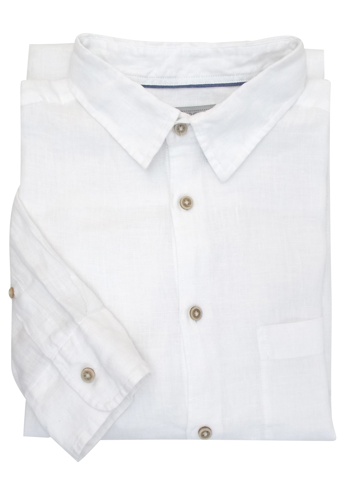Marks and Spencer - - M&5 WHITE Pure Cotton Tailored Fit Long Sleeve