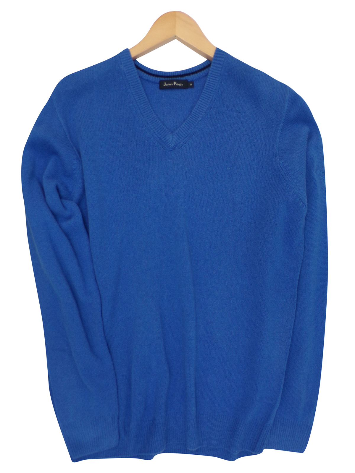 James Pringle - - James Pringle BLUE Pure Wool V-Neck Knitted Jumper ...