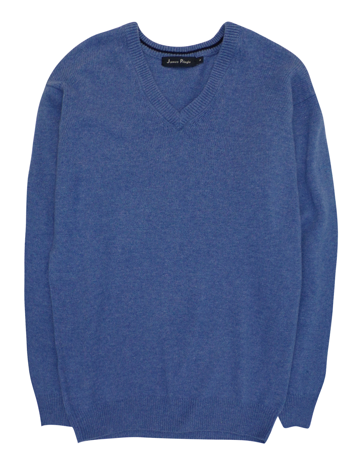 James Pringle - - James Pringle BLUE Pure Wool V-Neck Knitted Jumper ...