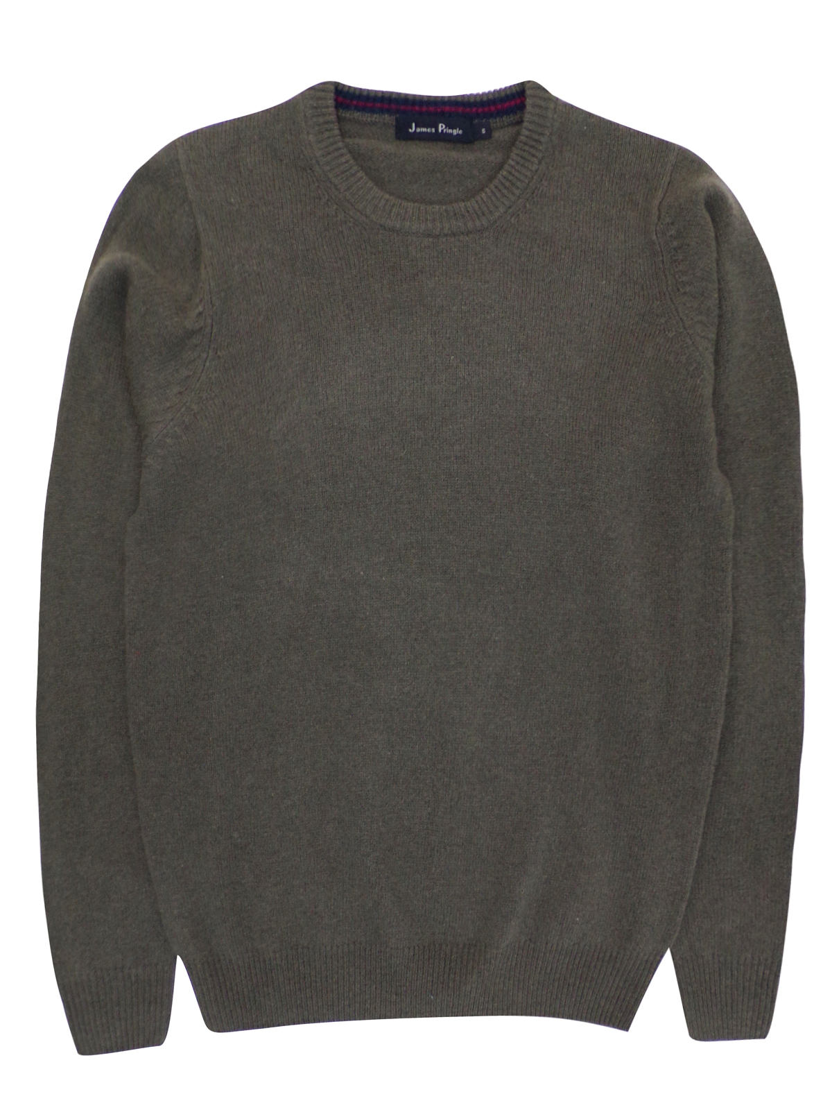 James Pringle - - James Pringle OLIVE Pure Wool Crew Neck Knitted ...
