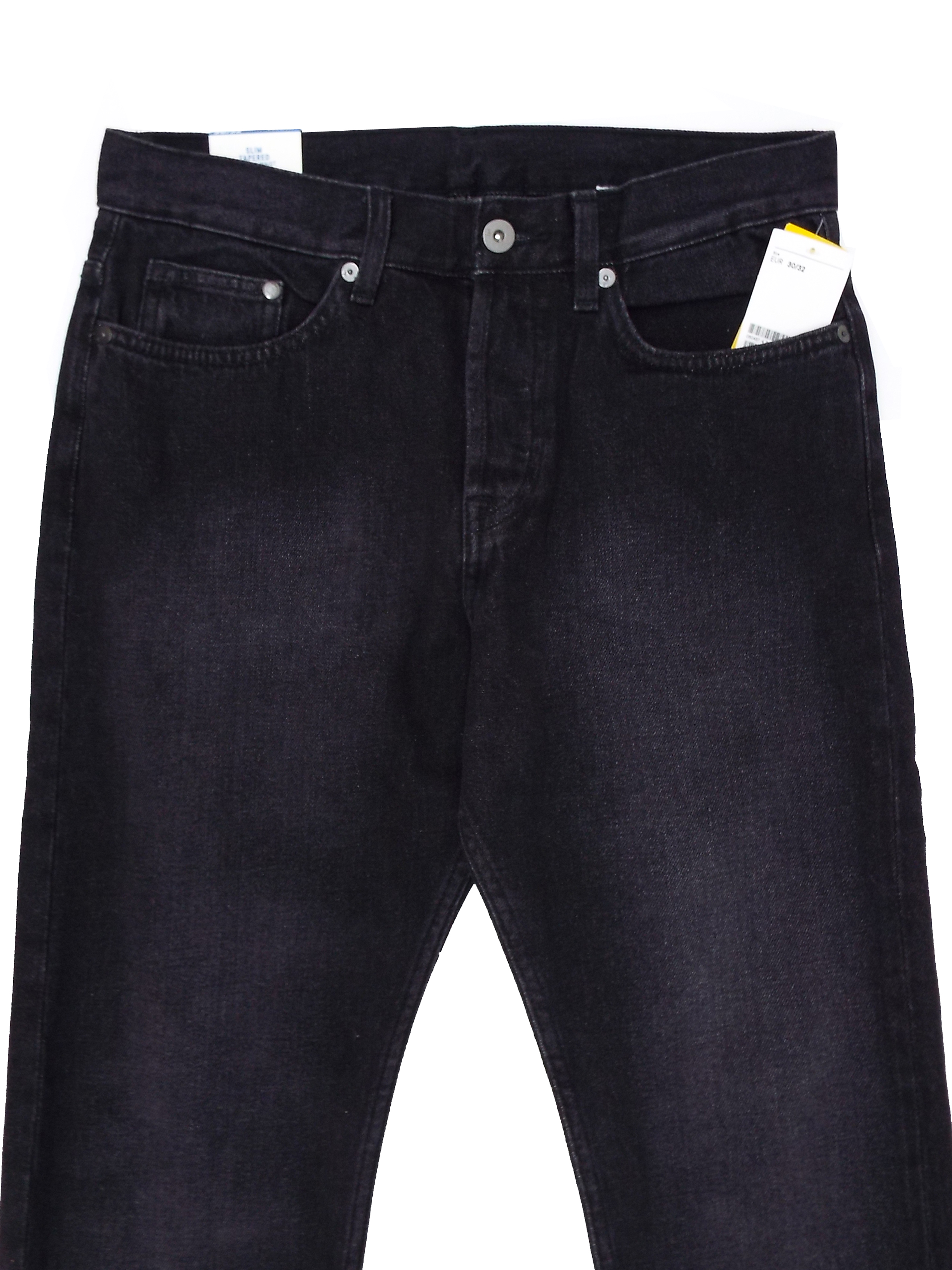 H&M BLACK Pure Cotton Slim Tapered Denim Jeans - Waist Size 27 to 38 ...