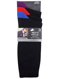 Mens Moneta BLACK 3-Pack Cotton Rich Socks - Shoe Size 6-11 (EUR 39-46) Mens Moneta BLACK 3-Pack Cotton Rich Socks - Shoe Size 6-11 (EUR 39-46)