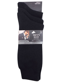 Mens Moneta BLACK 3-Pack Cotton Rich Suit Socks - Shoe Size 6-11 (EUR 39-46) Mens Moneta BLACK 3-Pack Cotton Rich Suit Socks - Shoe Size 6-11 (EUR 39-46)