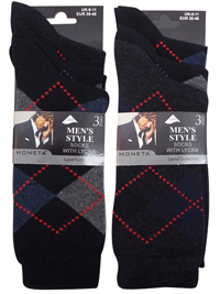 Mens Moneta BLACK 3-Pack Cotton Rich Argyle Socks - Shoe Size 6-11 (EUR 39-46) Mens Moneta BLACK 3-Pack Cotton Rich Argyle Socks - Shoe Size 6-11 (EUR 39-46)