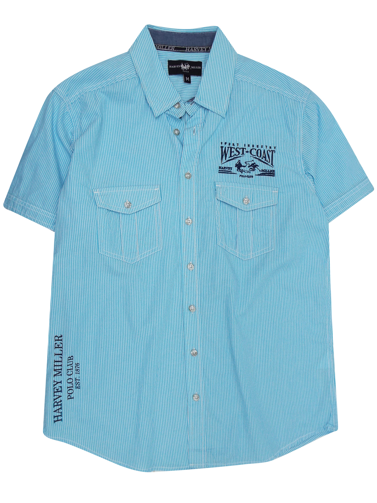 Harvey Miller - - Harvey Miller LIGHT-BLUE Pure Cotton Striped Shirt ...