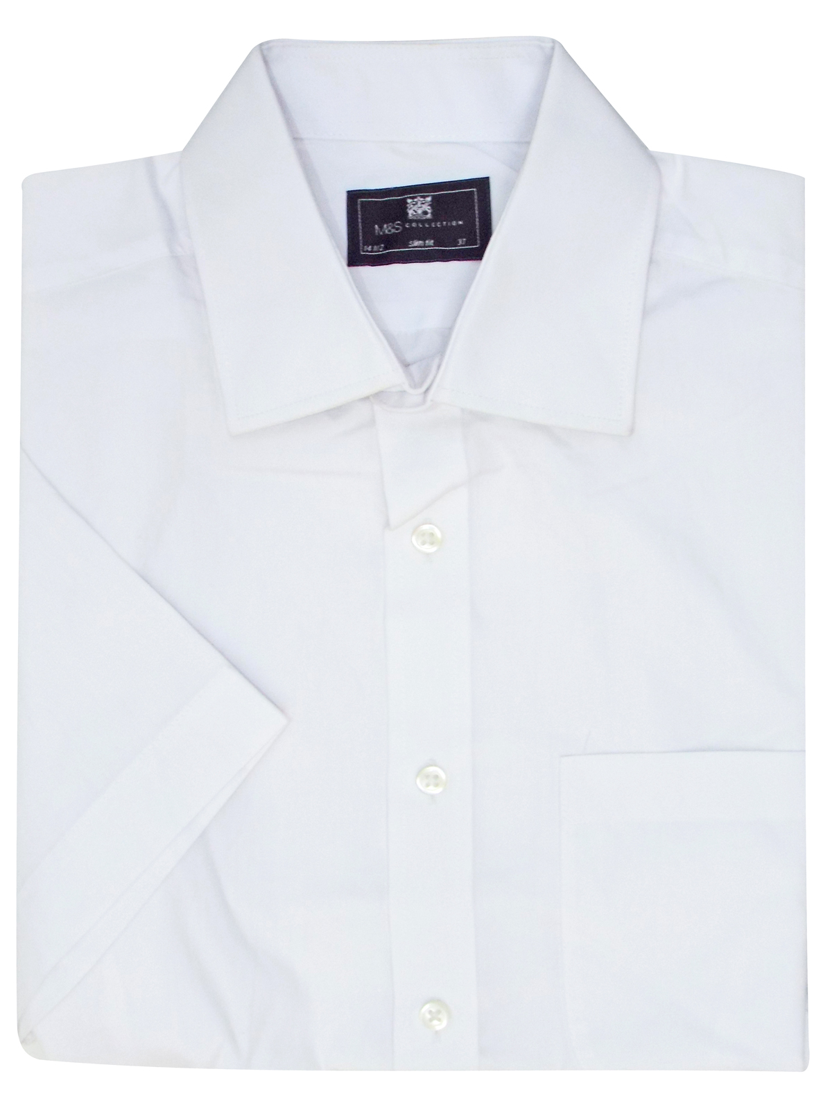 Marks and Spencer - - M&5 WHITE Pure Cotton Short Sleeve Slim Fit Shirt ...