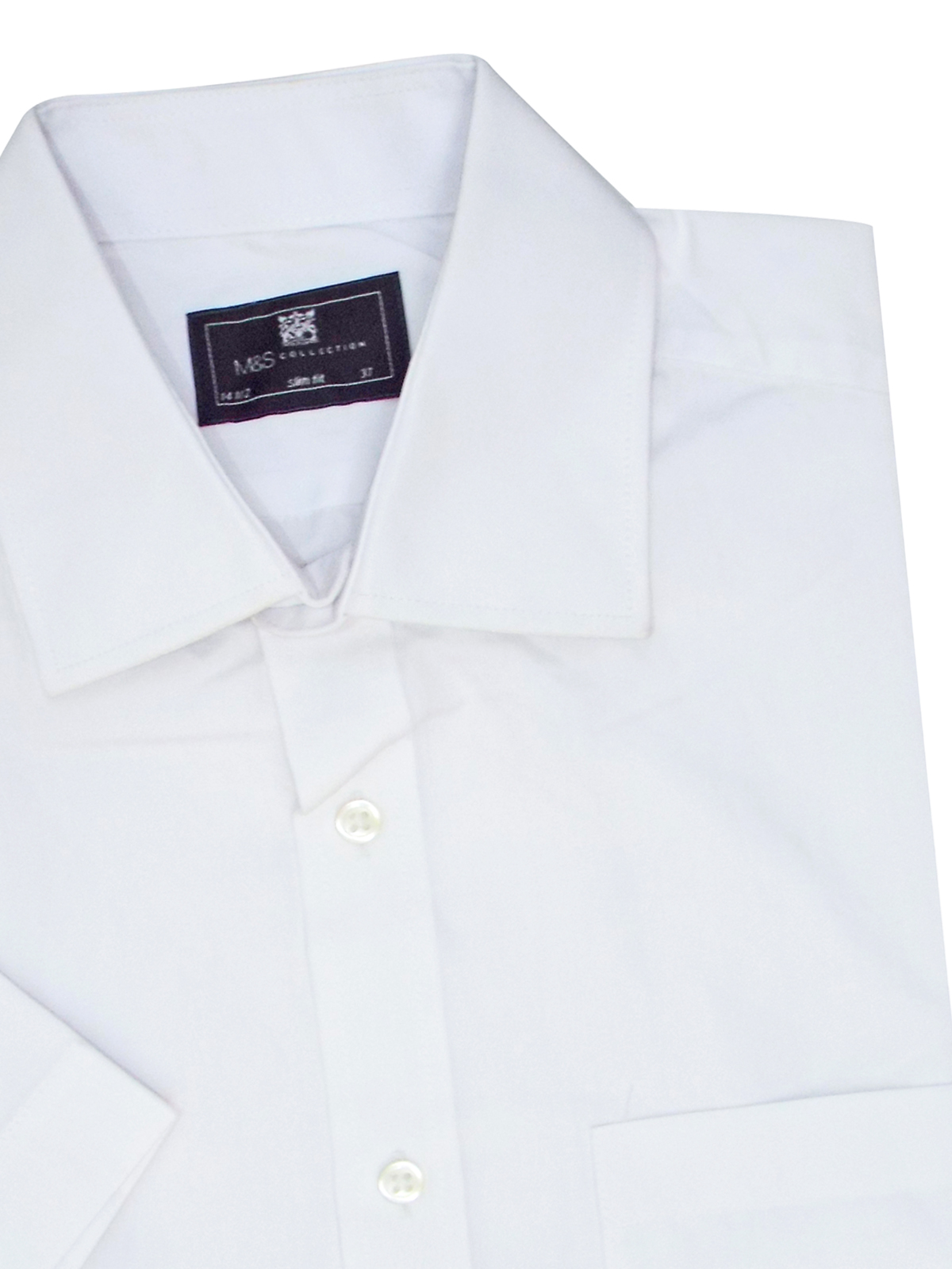 Marks and Spencer - - M&5 WHITE Pure Cotton Short Sleeve Slim Fit Shirt ...