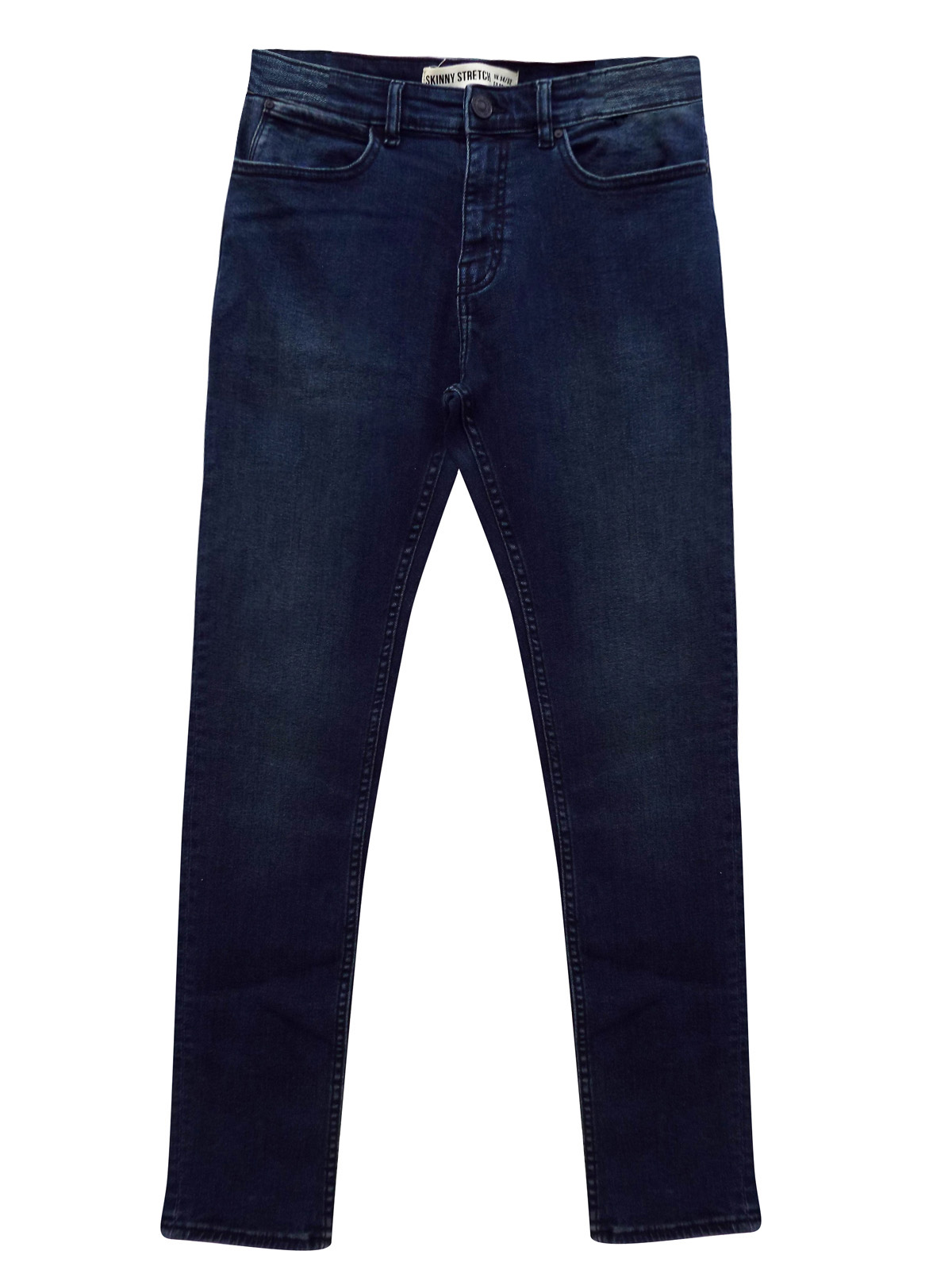 N3w L00k Mens BLUE BLACK Skinny Jeans - Waist Size 28 to 36