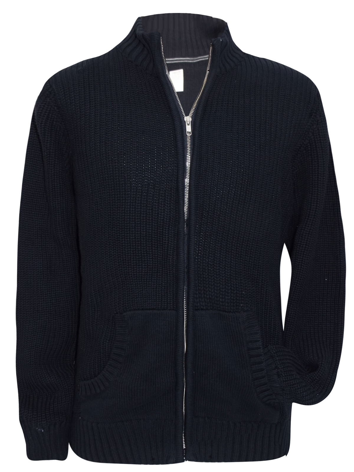 F&F - - F&F NAVY Zip Through Knitted Cardigan - Size Small to XXXLarge