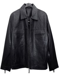 French Eye BLACK Mens Exposed Stitch Leather Jacket - Size Small to 2XL French Eye BLACK Mens Exposed Stitch Leather Jacket - Size Small to 2XL