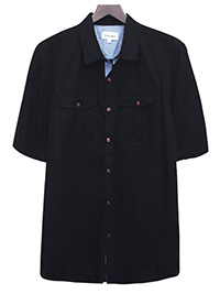 Jacamo Mens BLACK Pure Cotton Short Sleeve Military Shirt - Size Medium to 5XL Jacamo Mens BLACK Pure Cotton Short Sleeve Military Shirt - Size Medium to 5XL