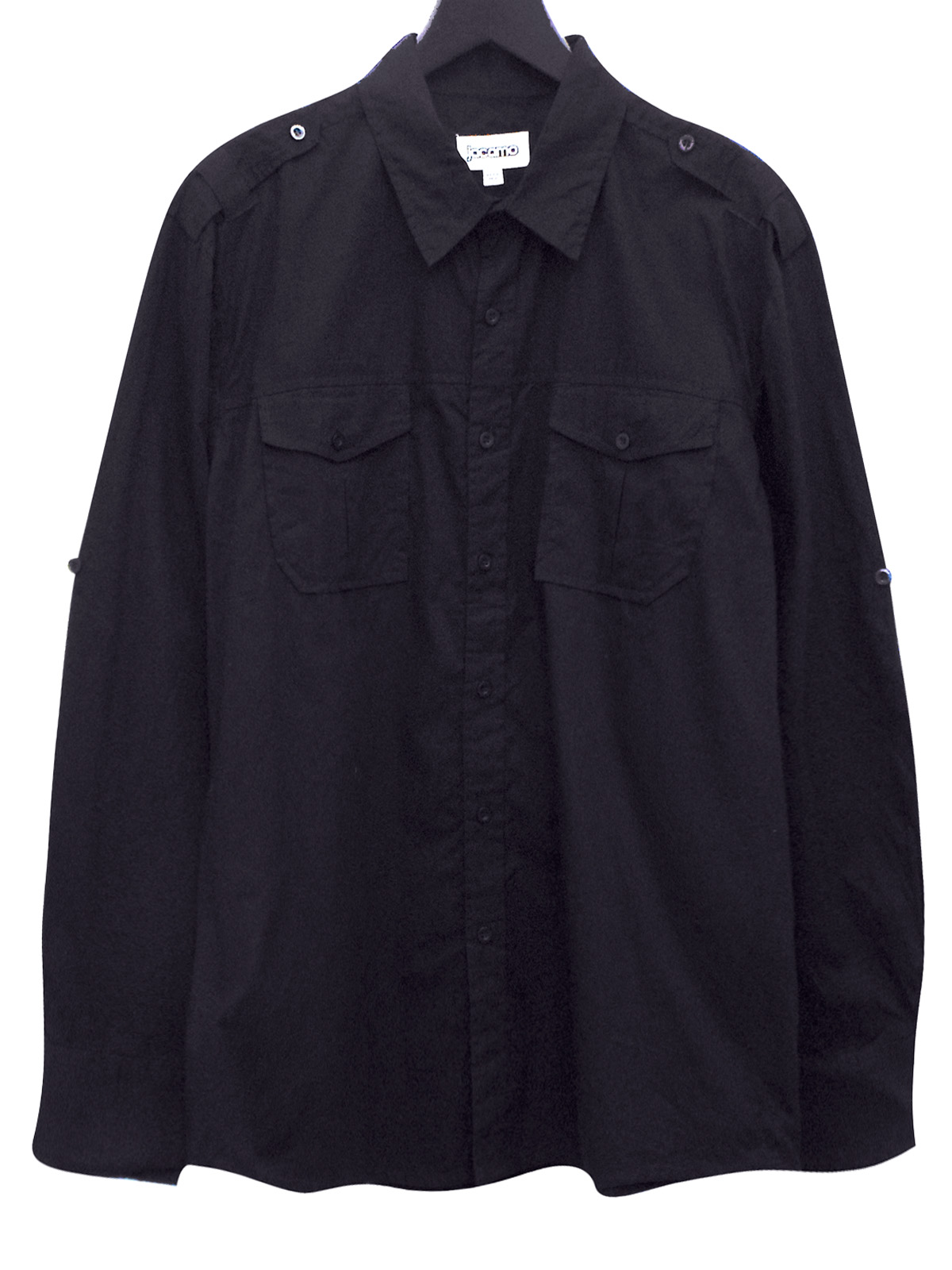 Jacamo - - Jacamo Mens BLACK Pure Cotton Military Shirt - Size XL to 5XL