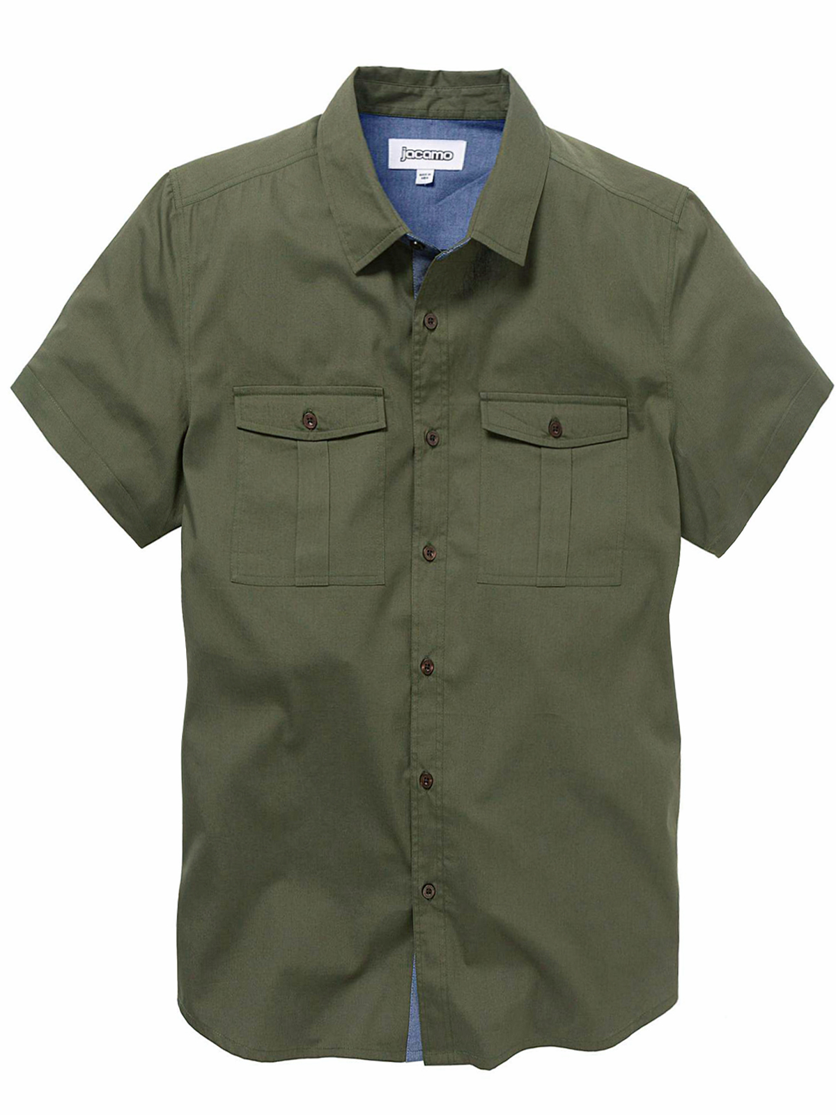 Jacamo - - Jacamo OLIVE Mens Pure Cotton Short Sleeve Military Shirt ...