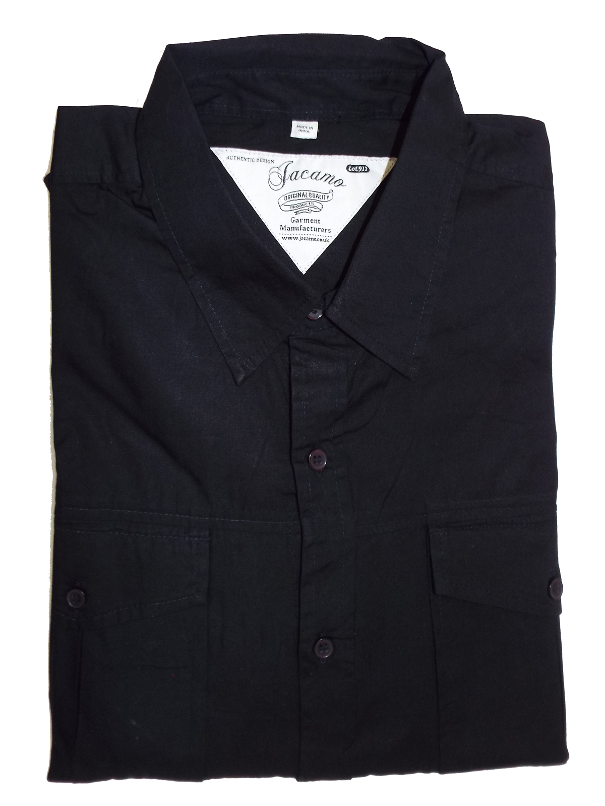 Jacamo - - Jacamo BLACK Mens Pure Cotton Military Shirt - Plus Size ...