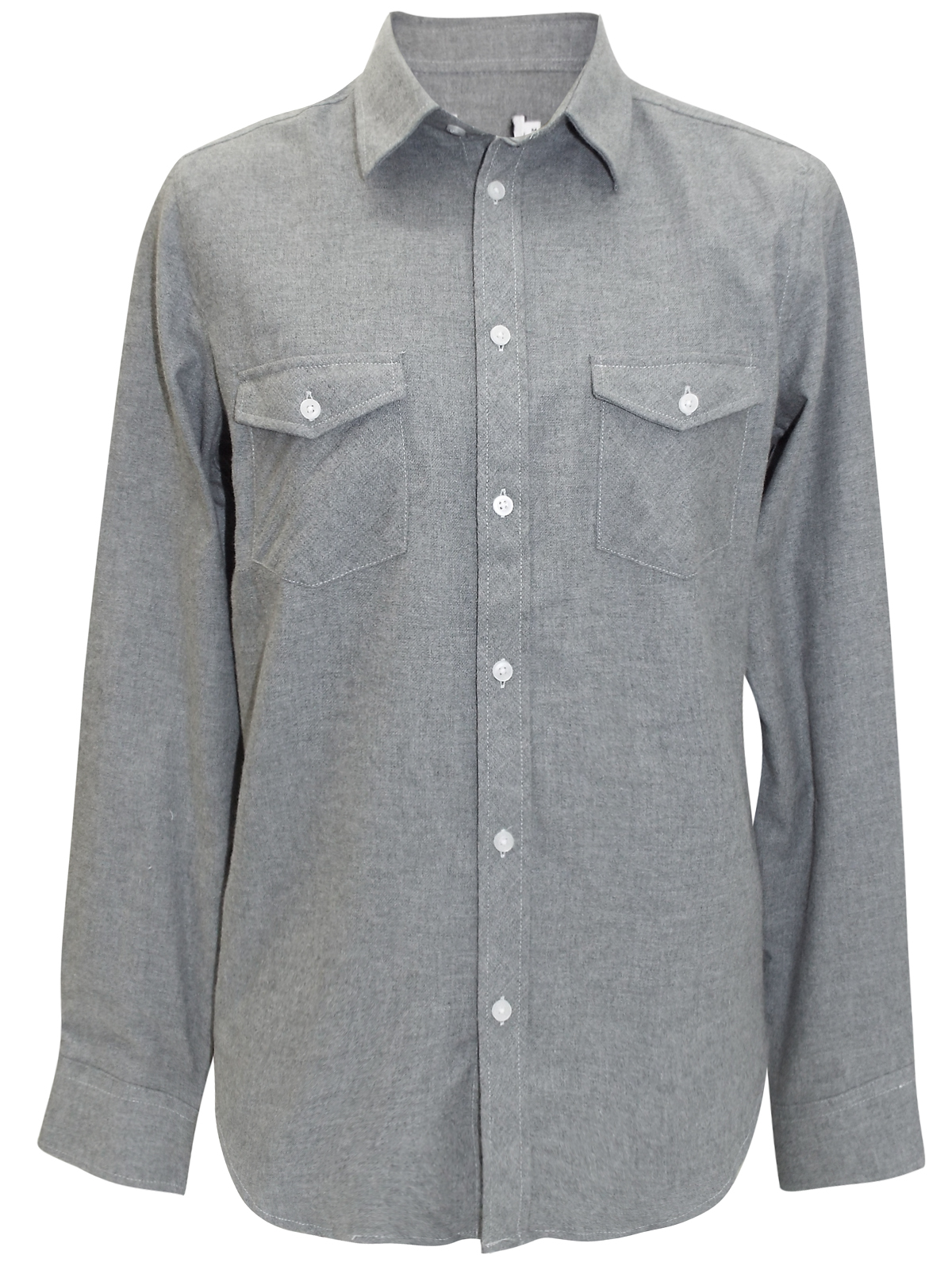 GREY Brushed Cotton Long Sleeve Shirt - Size Small to XXLarge