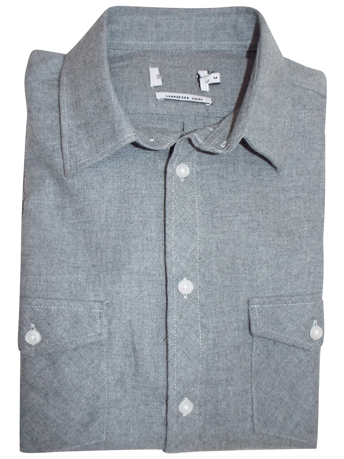 GREY Brushed Cotton Long Sleeve Shirt - Size Small to XXLarge