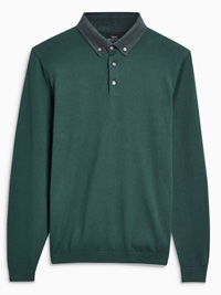 N3XT BOTTLE-GREEN Spotted Woven Collar Polo Shirt - Size XSmall to XXXLarge N3XT BOTTLE-GREEN Spotted Woven Collar Polo Shirt - Size XSmall to XXXLarge