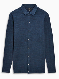 NAVY Mens Pure Cotton Textured Button Through Polo Shirt - Size M to XXL