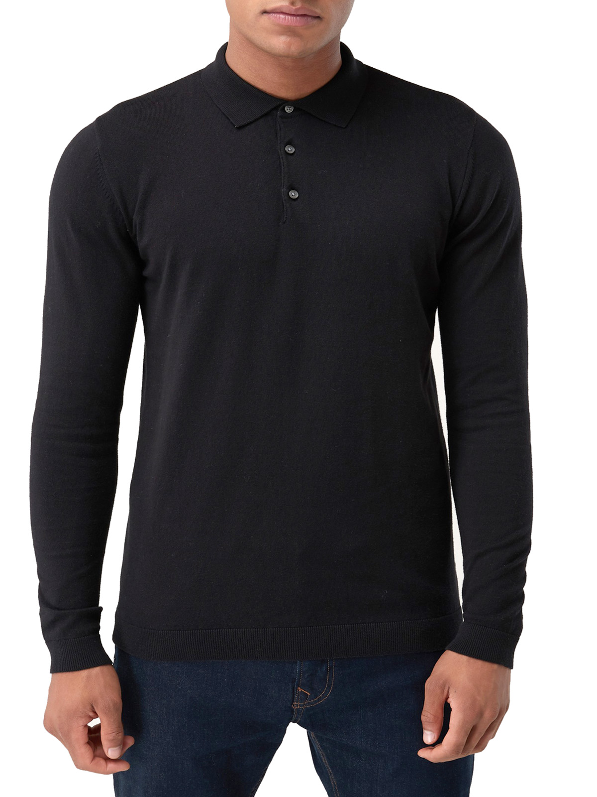 N3XT BLACK Mens Cotton Rich Long Sleeve Polo Shirt - Size Small to XXLarge