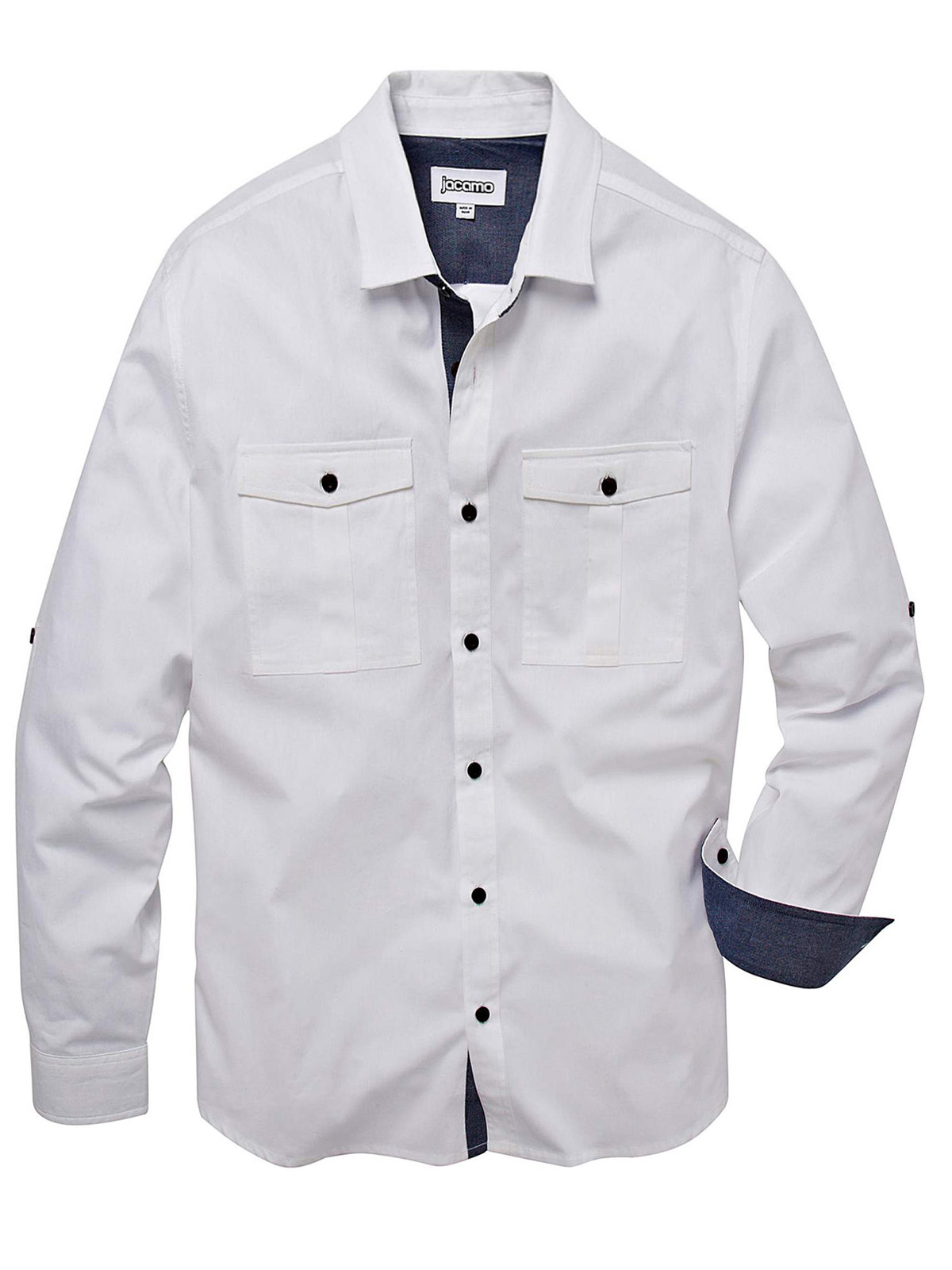 Jacamo - - Jacamo WHITE Mens Pure Cotton Military Shirt - Plus Size ...