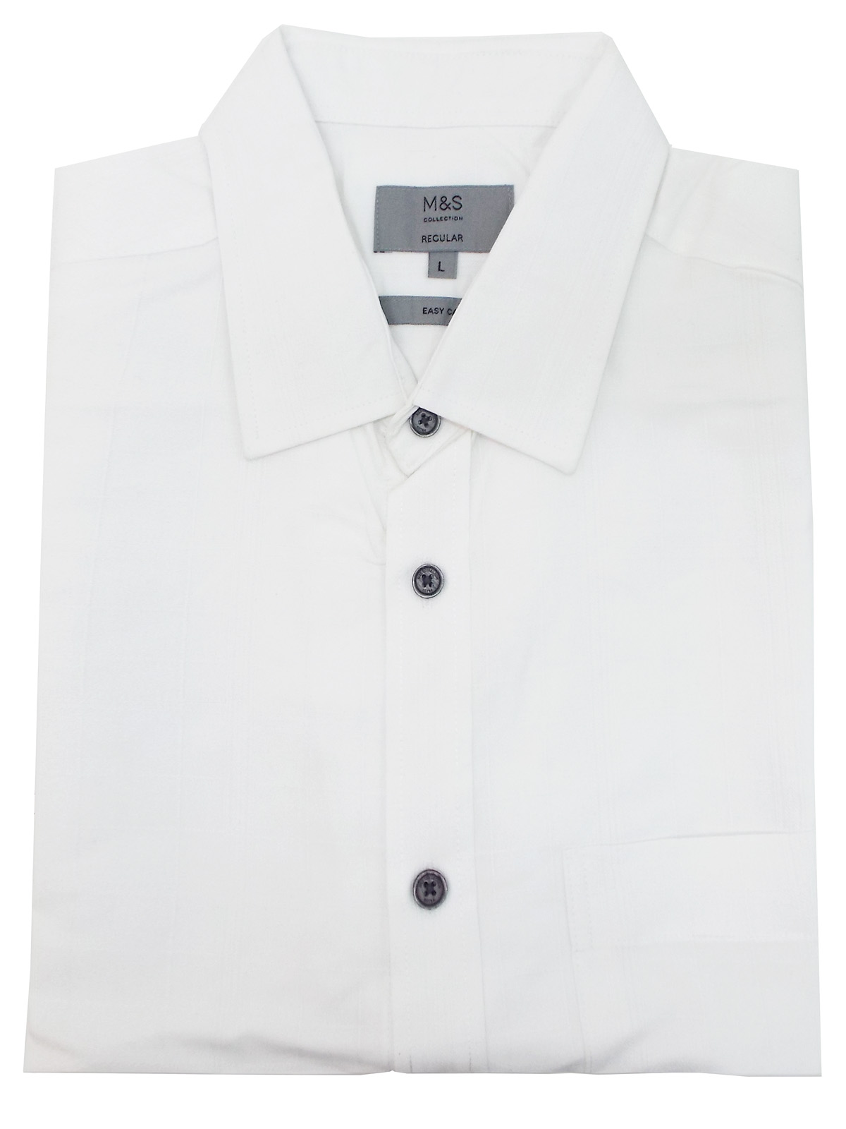 Marks and Spencer - - M&5 Mens WHITE Pure Cotton Short Sleeve Checked ...