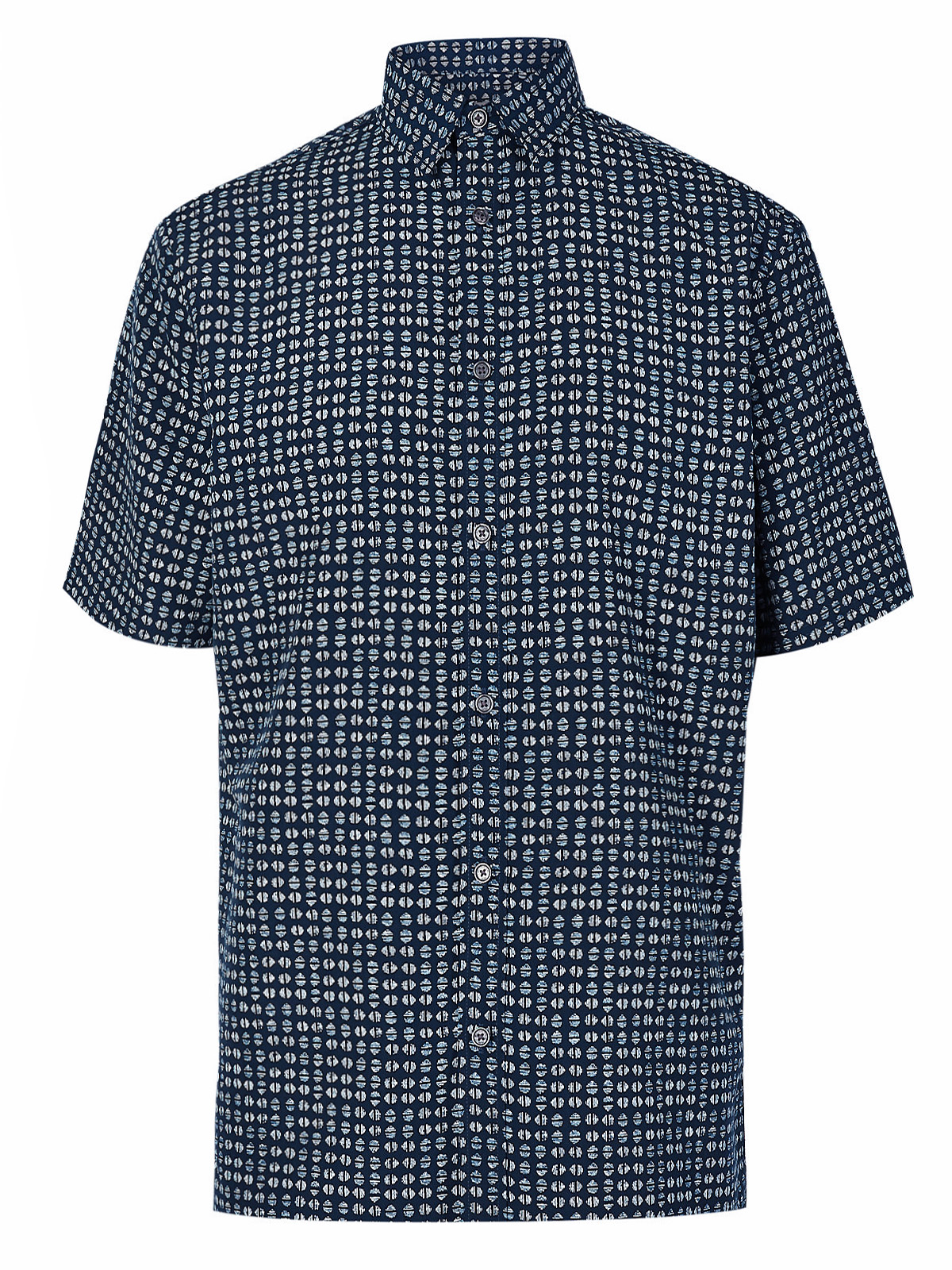 Marks and Spencer - - M&5 NAVY Pure Cotton Short Sleeve Printed Shirt ...