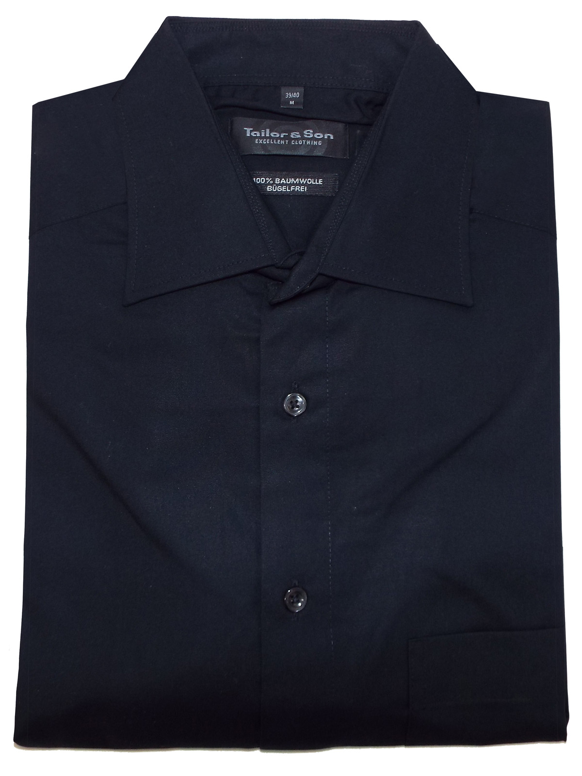 Tailor & Son - - Tailor & Son Mens BLACK Pure Cotton Long Sleeve Shirt ...