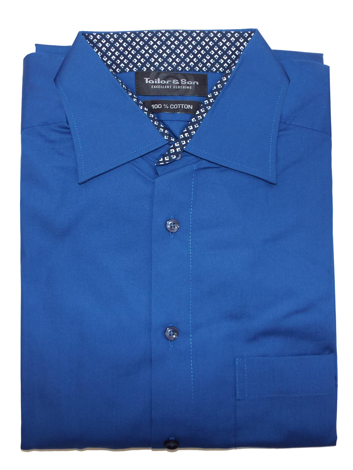 Tailor & Son - - Tailor & Son Mens BLUE Pure Cotton Long Sleeve Shirt ...