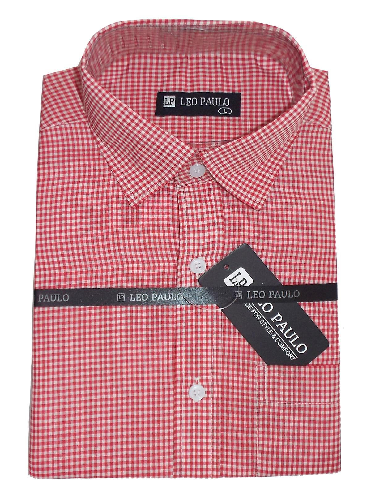 red small check shirt mens