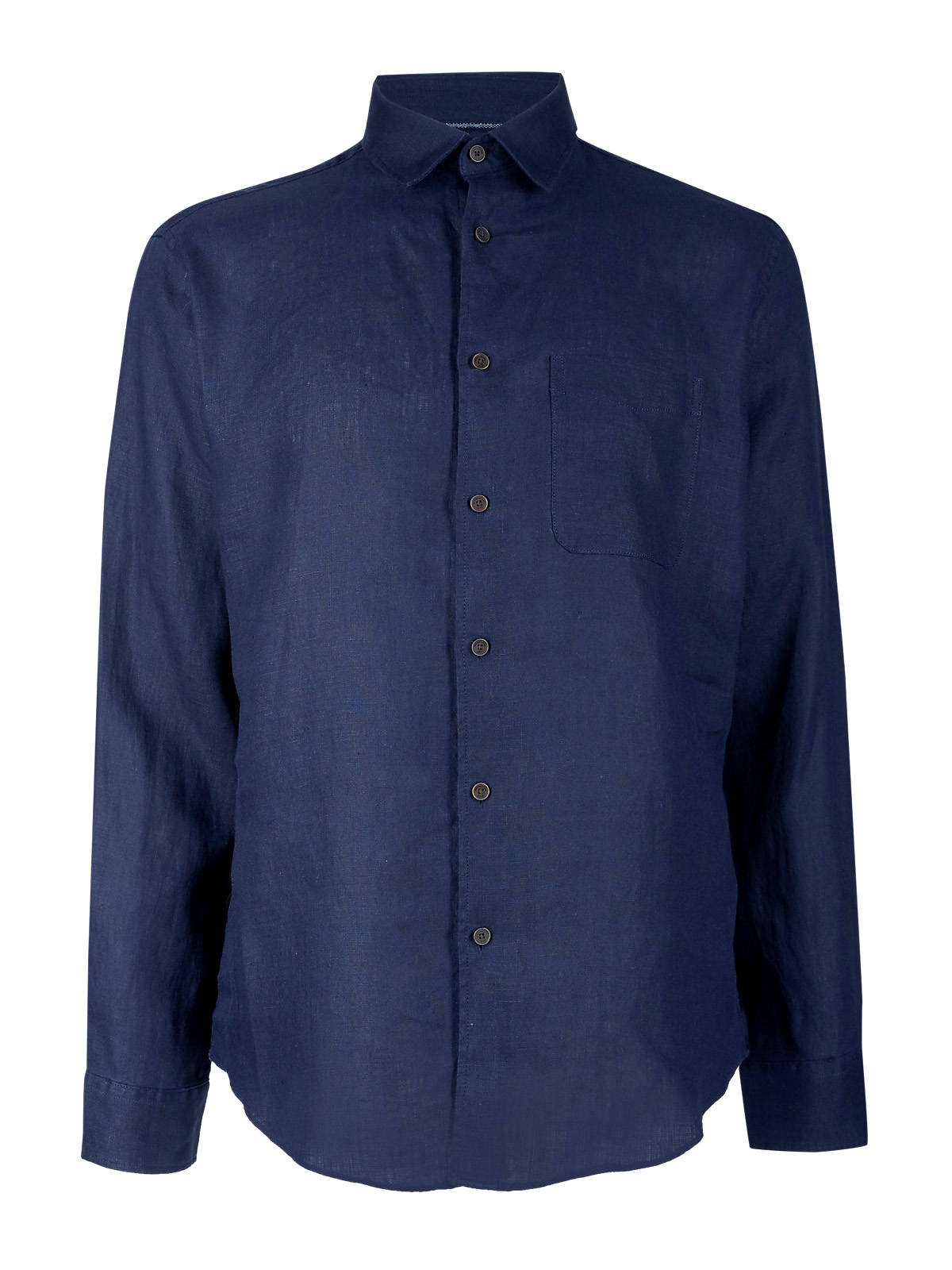 Marks and Spencer - - M&5 NAVY Mens Pure Linen Shirt with Pocket - Size ...