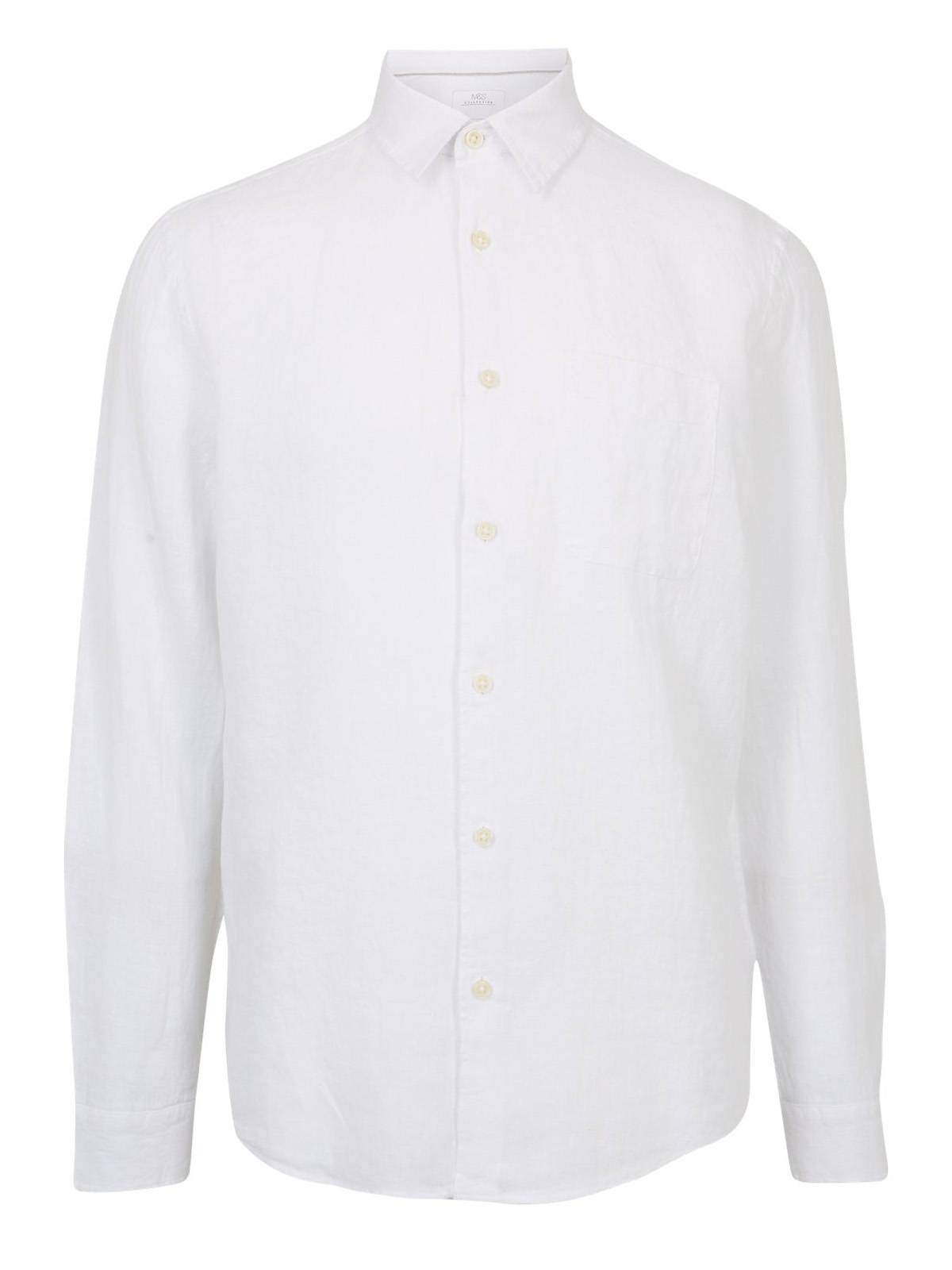 Marks and Spencer - - M&5 WHITE Mens Pure Linen Long Sleeve Shirt ...