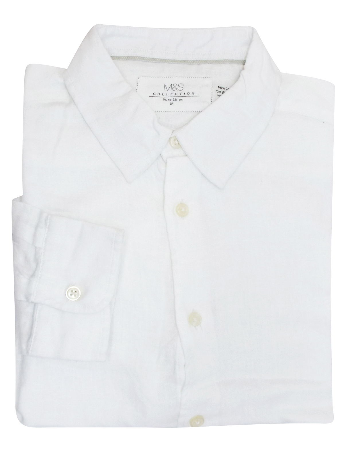 Marks and Spencer - - M&5 WHITE Mens Pure Linen Long Sleeve Shirt ...