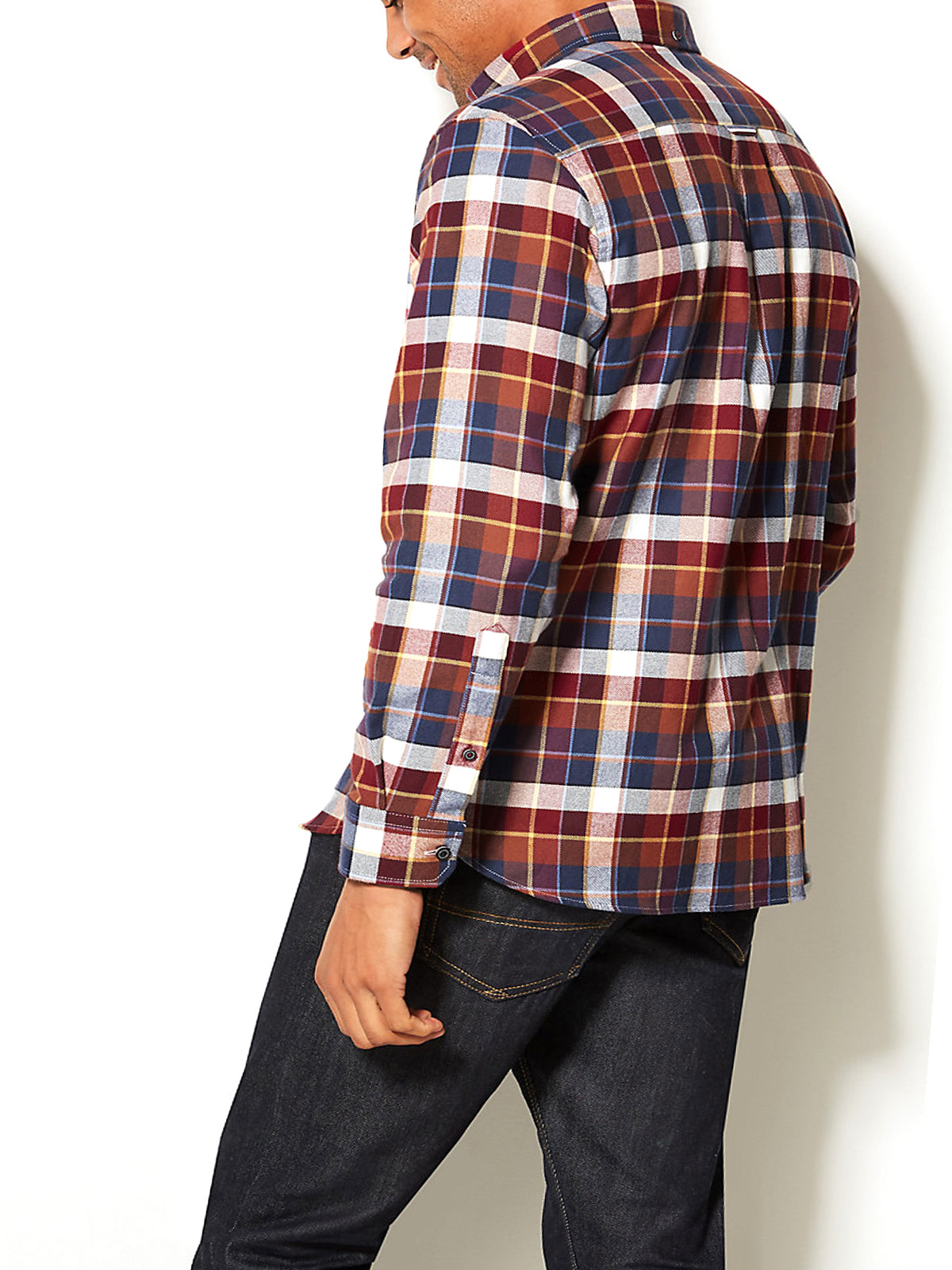 Marks and Spencer M&5 MULTI Mens Pure Cotton Checked Button Down