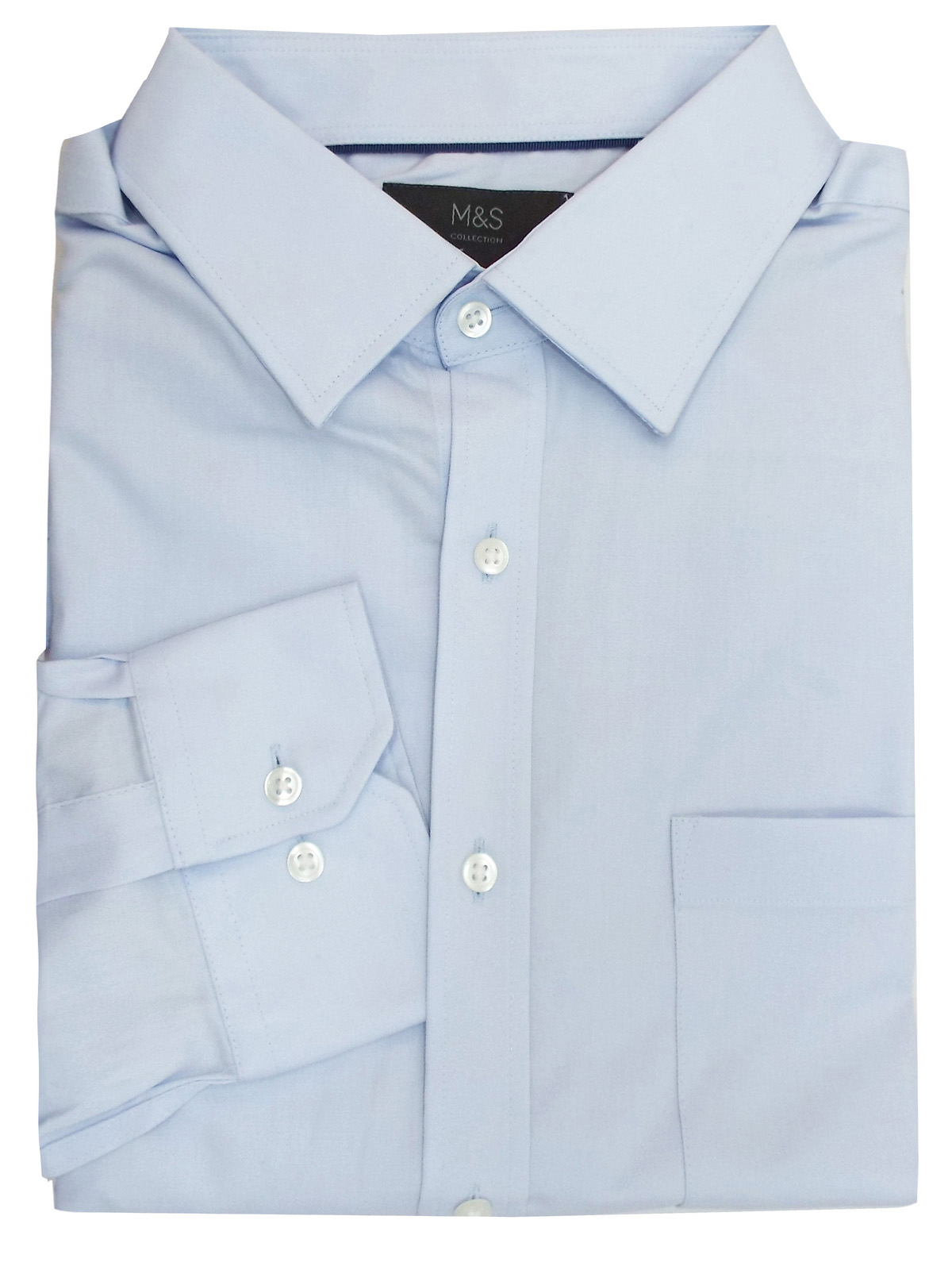 Marks and Spencer - - M&5 PALE-BLUE Mens Pure Cotton Regular Fit Non ...
