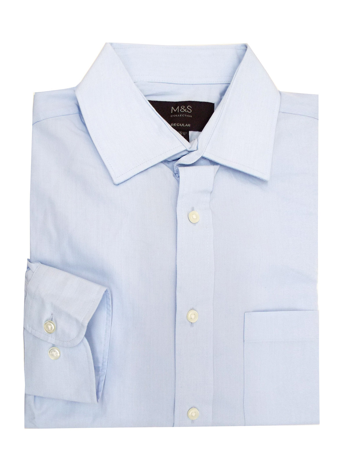 Marks and Spencer - - M&5 SKY-BLUE Mens Pure Cotton Long Sleeve Shirt ...