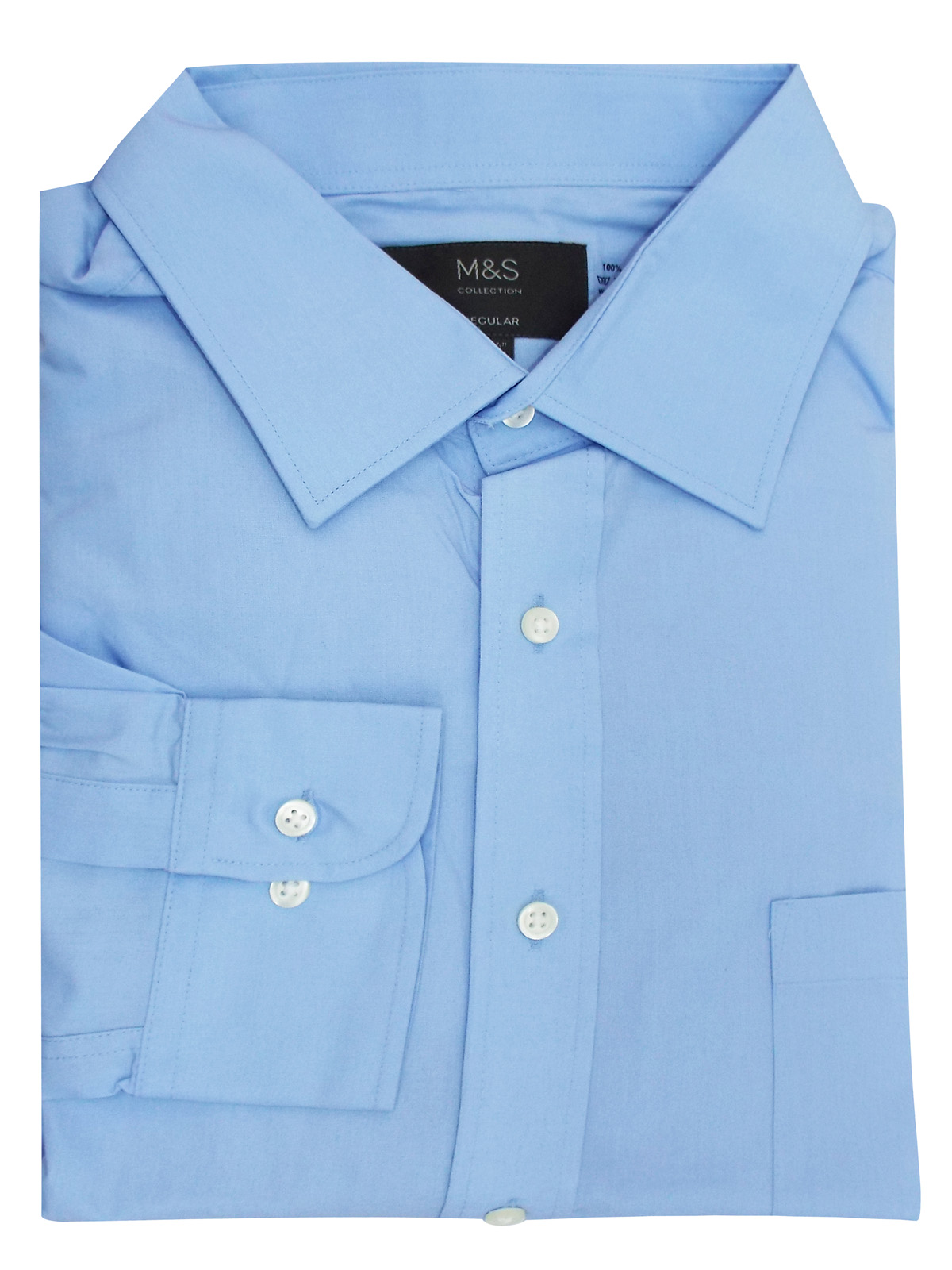 Marks and Spencer - - M&5 BLUE Mens Pure Cotton Regular Fit Shirt ...