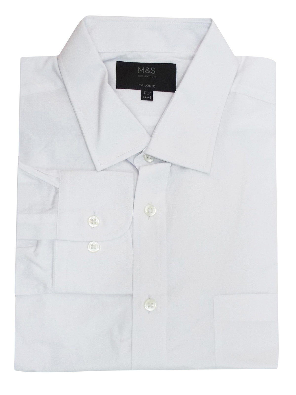 Marks and Spencer - - M&5 WHITE Mens Pure Cotton Tailored Fit Shirt ...